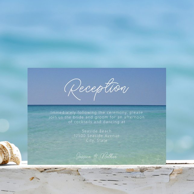 Beautiful Beach Photography Wedding Reception Enclosure Card (Creator Uploaded)