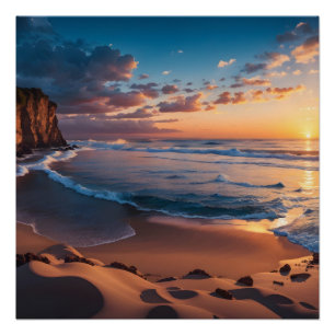 Beautiful Beach Rocky Landscape Poster