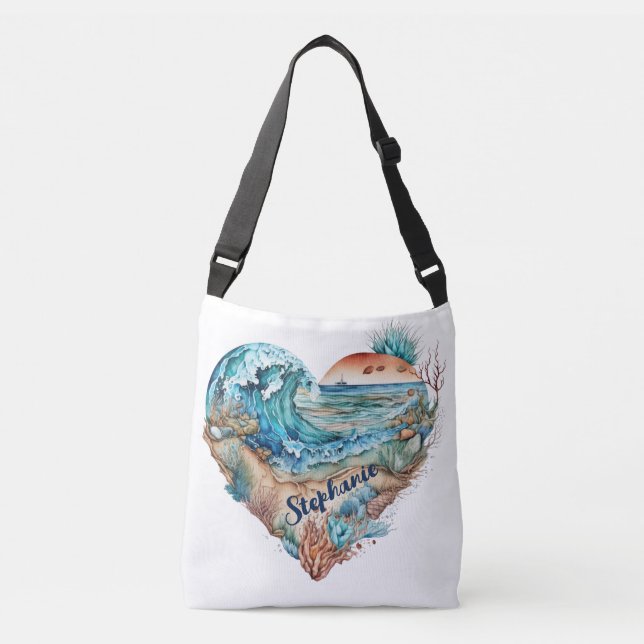 Beautiful Beach Sand Ocean Palm Trees Crossbody Bag (Front)