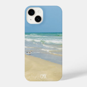 Beautiful Beach Sandpiper Monogram Island Seashore iPhone 14 Case