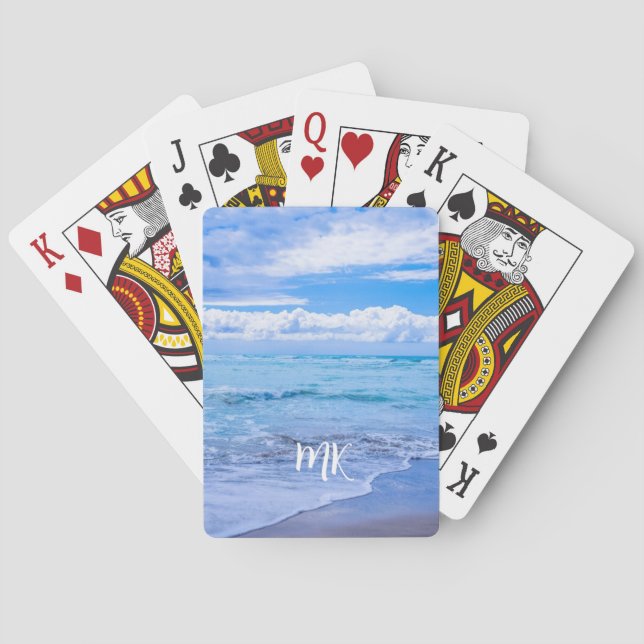 Beautiful Beach Scene Blue Sky Customised Playing Cards (Back)