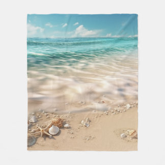 Beautiful Beach Scene Fleece Blanket