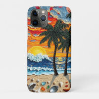 Beautiful Beach Scene with Palm Trees
