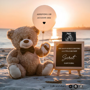 beautiful beach side bear pregnancy announcement 