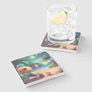 beautiful beach stone coaster