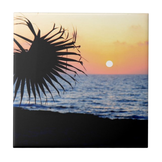 BEAUTIFUL BEACH SUNSET CERAMIC TILE (Front)
