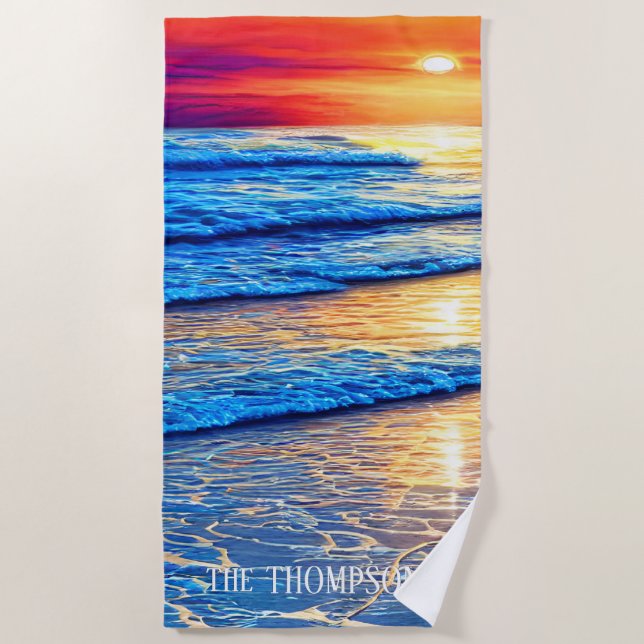 Beautiful Beach Sunset in Florida Beach Towel (Front)