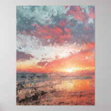 Beautiful Beach Sunset Painting Print