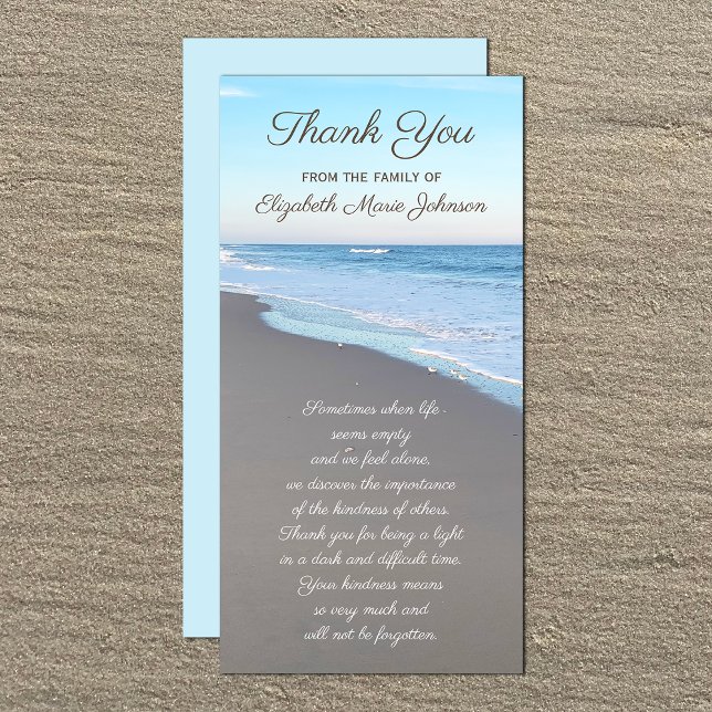 Beautiful Beach Sympathy Thank You 4 x 8 Flat Card (Creator Uploaded)
