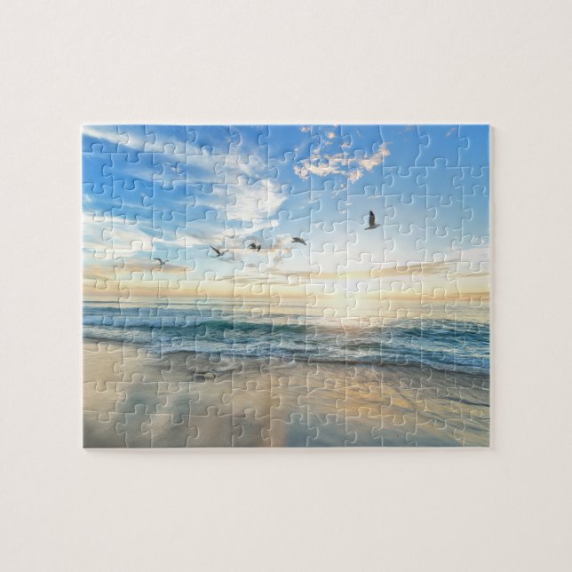 Beautiful Beach Travel Photo Sunrise Jigsaw Puzzle (Horizontal)