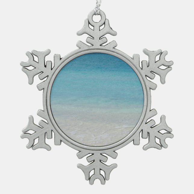 Beautiful Beach | Turks and Caicos Photo Snowflake Pewter Christmas Ornament (Front)