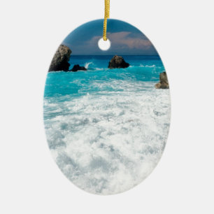 Beautiful Beach Water Surf Aloha Hawaiian Wedding Ceramic Ornament