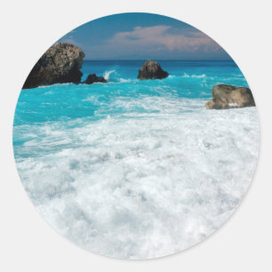 Beautiful Beach Water Surf Aloha Hawaiian Wedding Classic Round Sticker