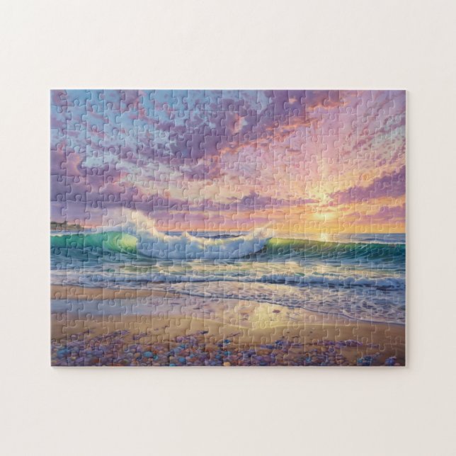 Beautiful Beach Waves and Shore Art Jigsaw Puzzle (Horizontal)