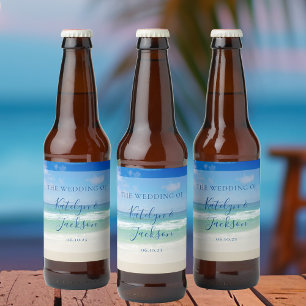 Beautiful Beach Waves Photography Wedding Beer Bottle Label
