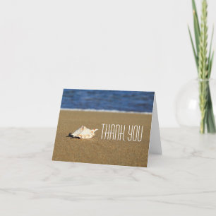Beautiful Beach Waves Seashell Nautical Wedding Thank You Card