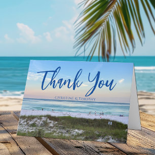Beautiful Beach Wedding Sunset Personalised Thank You Card