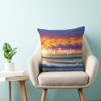 beautiful beaches and clear ocean waters sunset cushion