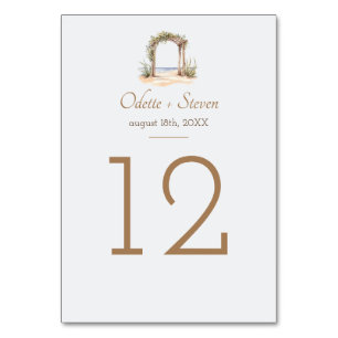 Beautiful Beachy Coastal Destination Beach Wedding Table Number