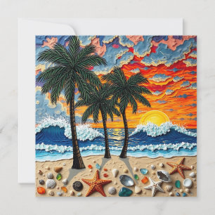 Beautiful Beachy Happy   Saying Hi Holiday Card