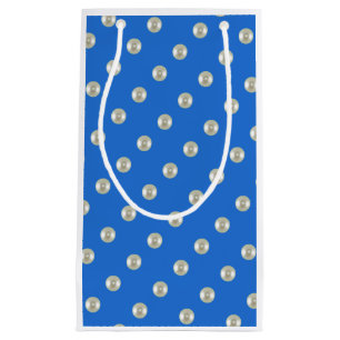 Beautiful beads on blue small gift bag
