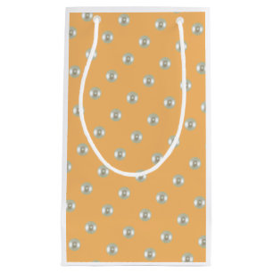 Beautiful beads on ochre small gift bag