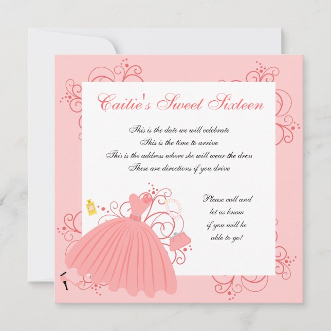 Beautiful, Beautiful Dress Invitation (Front)