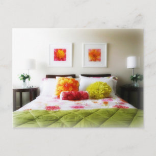 Beautiful Bed and Bedroom Decor Postcard