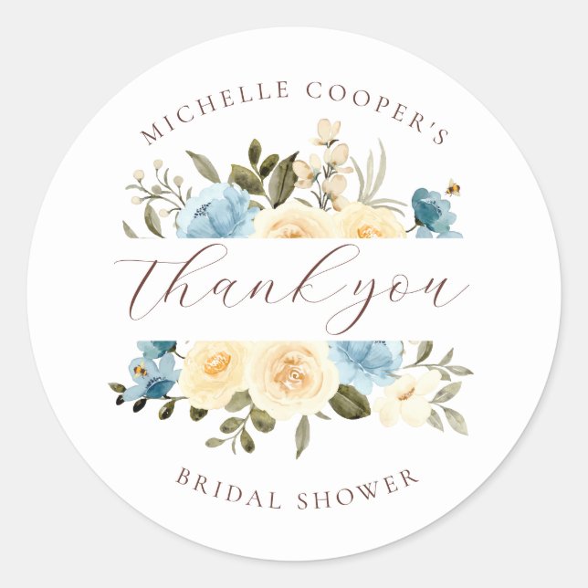 Beautiful bee and flower Thank You Classic Round Sticker (Front)