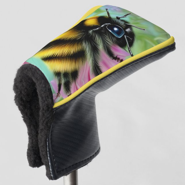 Beautiful Bee on a Pink Flower Close up Golf Head Cover (3/4 Front)