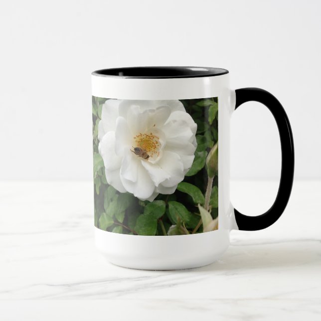 Beautiful Bee On Rose Fine Art Nature Photography Mug (Right)