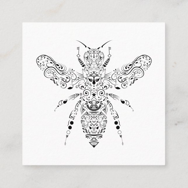 beautiful bee square business card (Back)