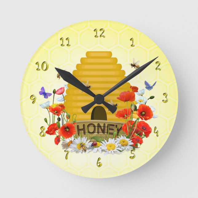 Beautiful Beekeepers Beehive Round Clock (Front)