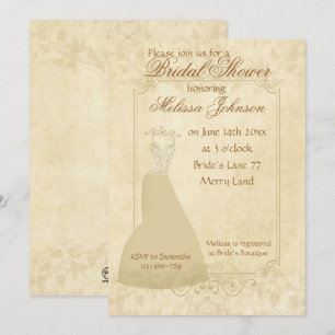 Beautiful Beige Vintage paper Bridal Shower Invite