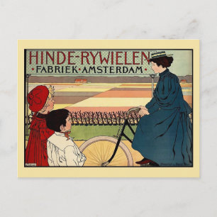 Beautiful belle époque Dutch vintage bicycle ad Postcard