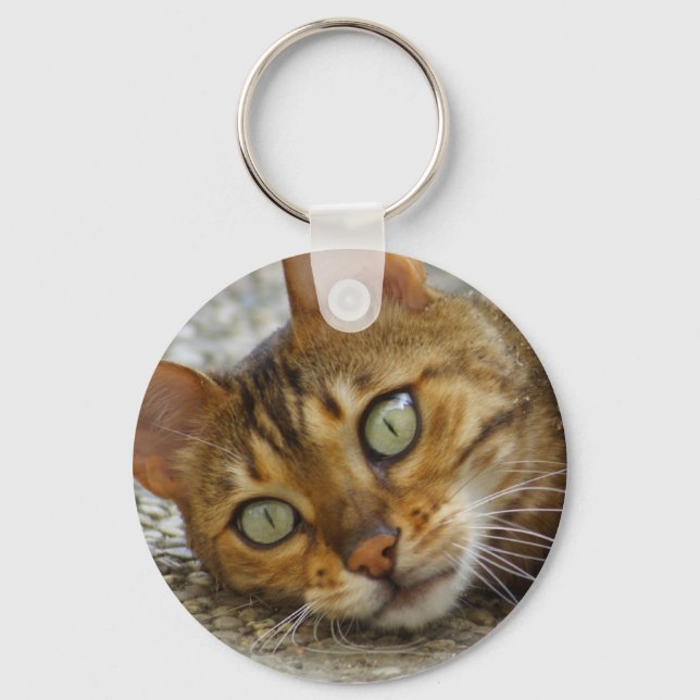 Beautiful Bengal Cat Key Ring (Front)