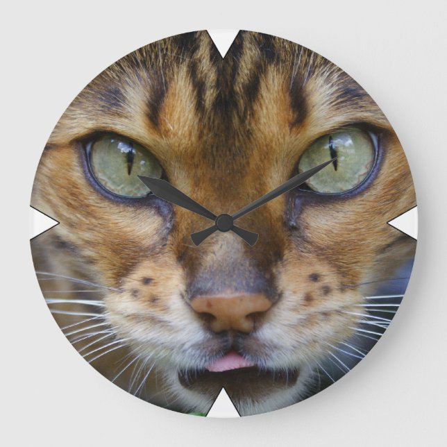 Beautiful Bengal Cat Large Clock (Front)