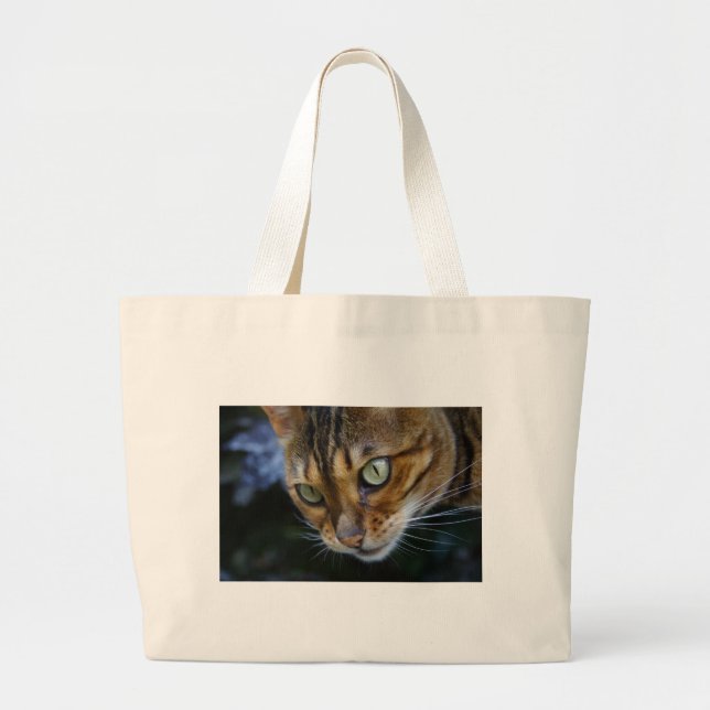 Beautiful Bengal Cat Large Tote Bag (Front)