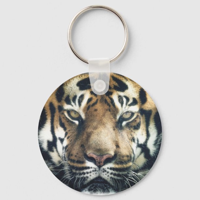 Beautiful Bengal Tiger Face Photo Key Ring (Front)
