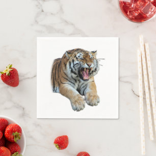 Beautiful Bengal Tiger Face & Teeth Photo Napkin