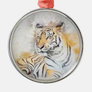 Beautiful Bengal Tiger Painting Metal Ornament