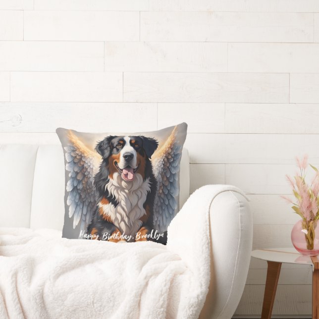 Beautiful Bernese Mountain Dog with Wings Cushion (Couch)