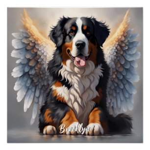 Beautiful Bernese Mountain Dog with Wings Poster