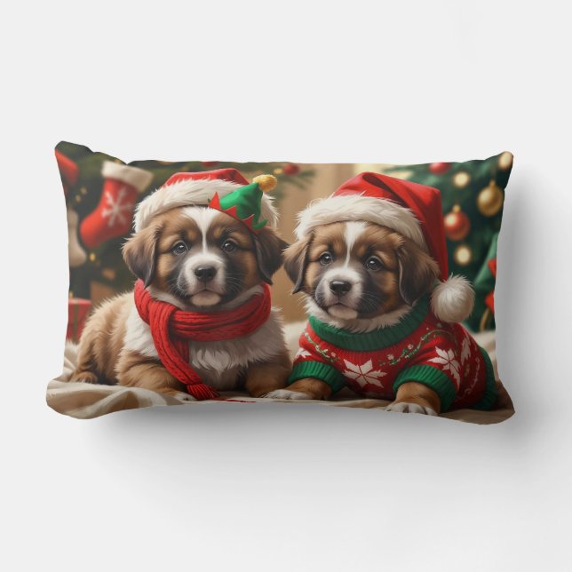 Beautiful Bernese Mountain Puppies Lumbar Cushion (Front)