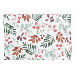 Beautiful Berry and Branches  Watercolor Winter  Pillowcase