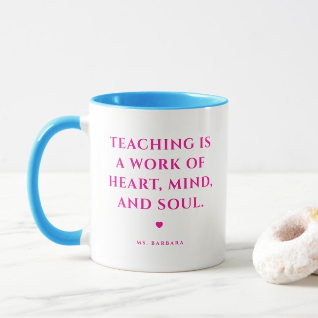 Beautiful Best Teacher Ever Pink Love Mug (With Donut)
