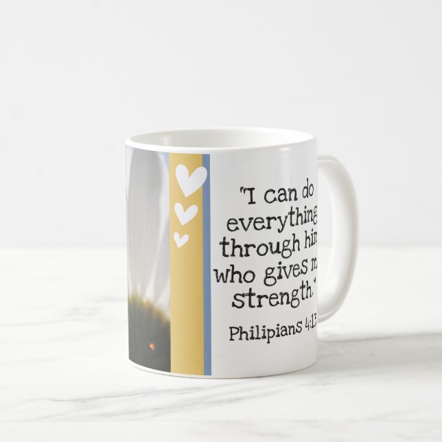 Beautiful Bible Verse Daisy Photo Template Custom Coffee Mug (Front Right)