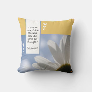 Beautiful Bible Verse Daisy Photo Template Custom Cushion