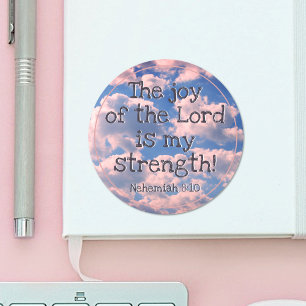 Beautiful Bible Verse Pastel Clouds Photo Template Classic Round Sticker