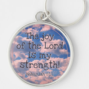 Beautiful Bible Verse Pastel Clouds Photo Template Key Ring
